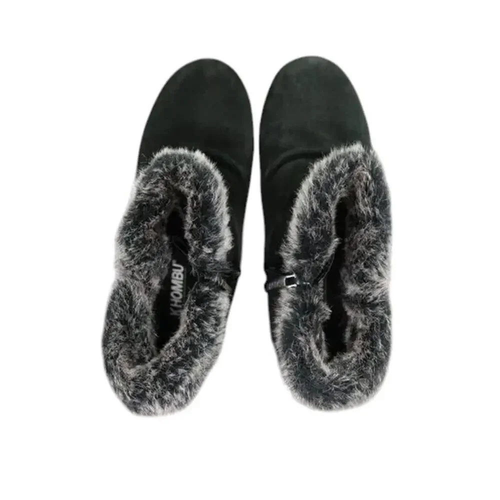 Khombu Shoes Womens 8 Bootie Winter Leather Faux Fur All Weather Lindsey Buckle